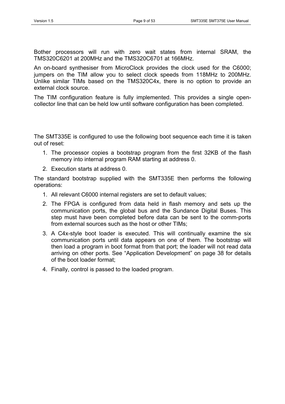 Tms320c6201/6701, Boot mode | Sundance SMT335E User Manual | Page 9 / 53