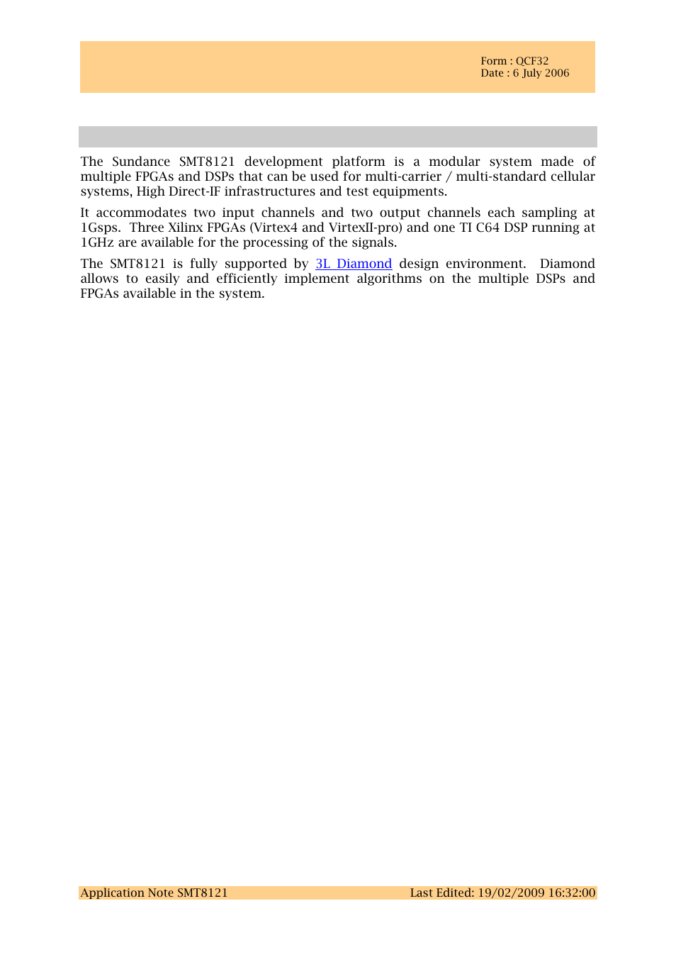 1 introduction, Introduction, Sundance multiprocessor technology limited | Sundance SMT8121 User Manual | Page 5 / 26