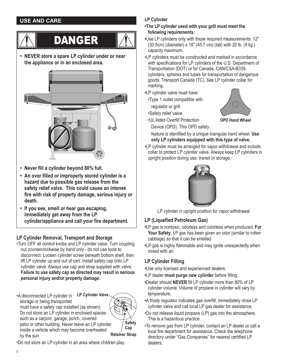 Danger | Char-Broil 463210510 User Manual | Page 8 / 32