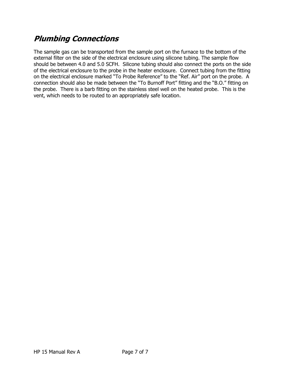 Plumbing connections | Super Systems HP15 User Manual | Page 7 / 23