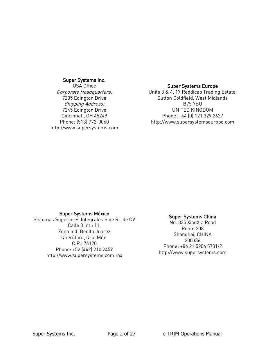 Super Systems e-TRIM User Manual | Page 2 / 27