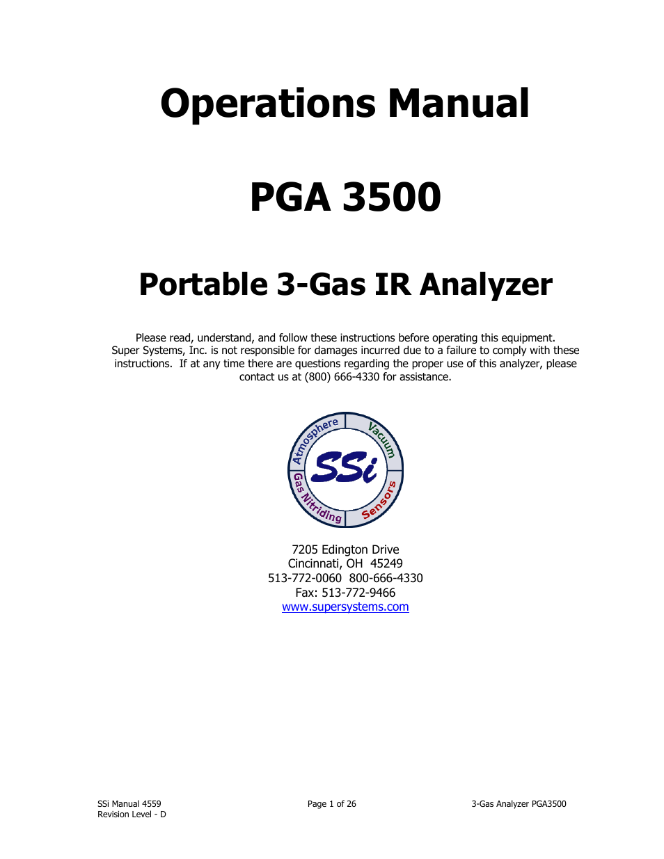 Super Systems PGA3500 User Manual | 26 pages