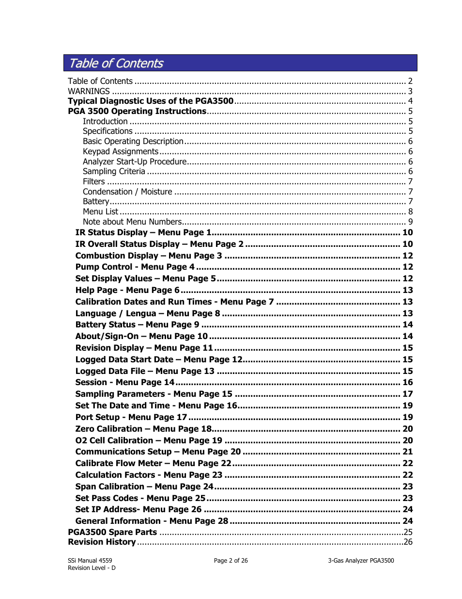 Super Systems PGA3500 User Manual | Page 2 / 26