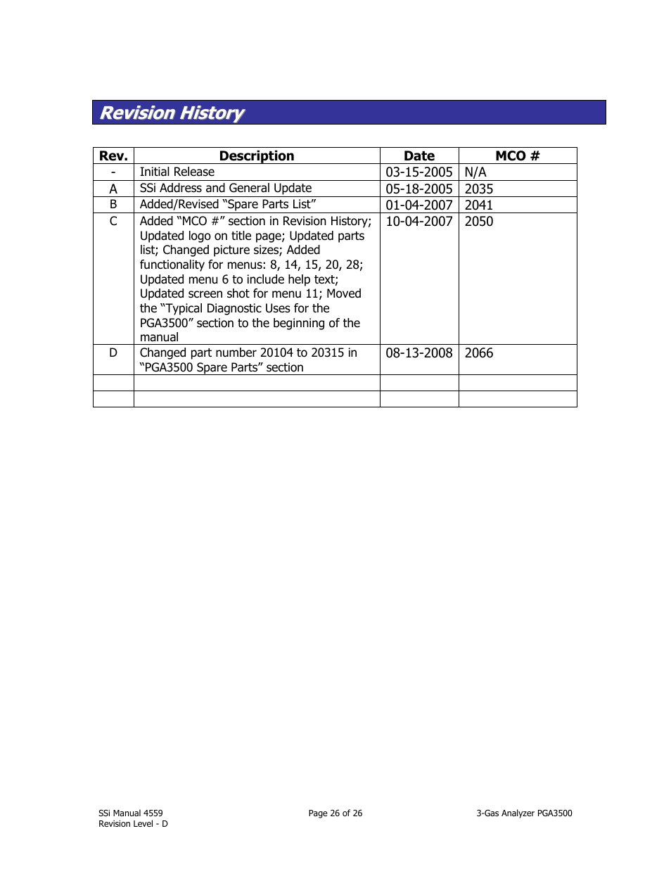 Super Systems PGA3500 User Manual | Page 26 / 26