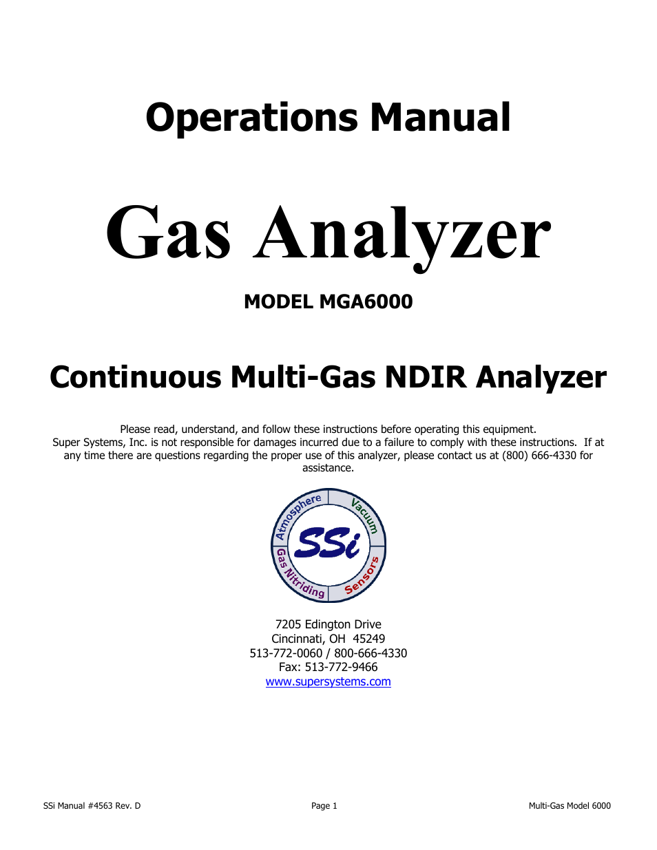 Super Systems MGA6000 User Manual | 42 pages
