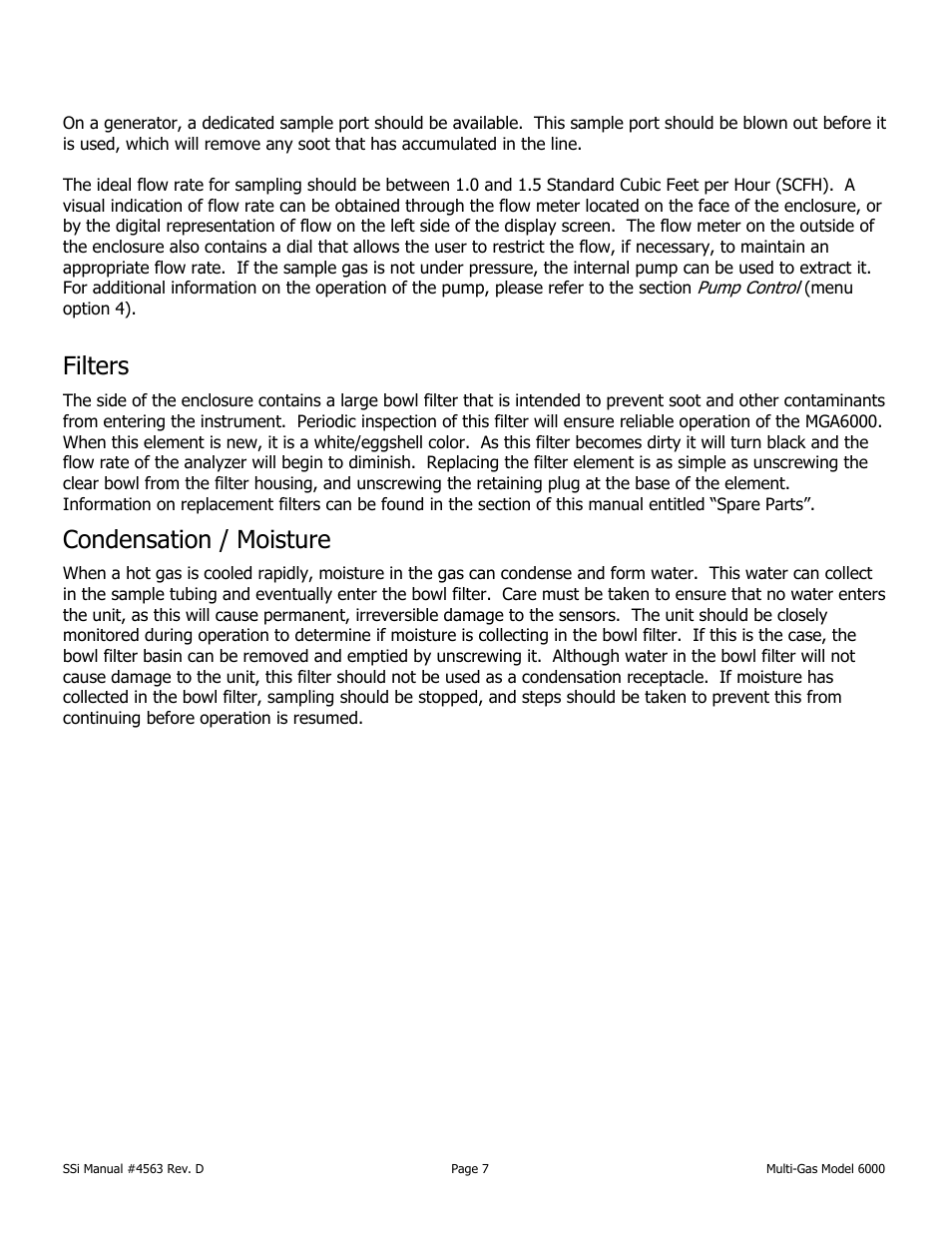 Filters, Condensation / moisture | Super Systems MGA6000 User Manual | Page 7 / 42