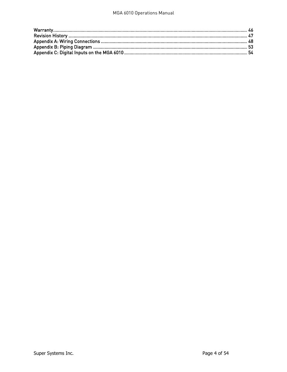 Super Systems MGA6010 User Manual | Page 4 / 54