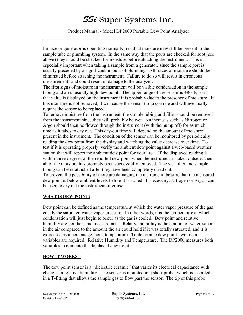 Super systems inc | Super Systems DP2000 User Manual | Page 5 / 17