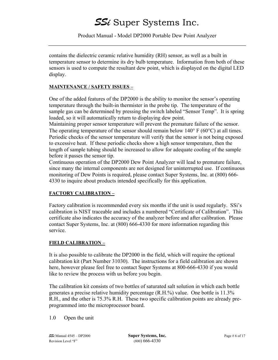 Super systems inc | Super Systems DP2000 User Manual | Page 6 / 17