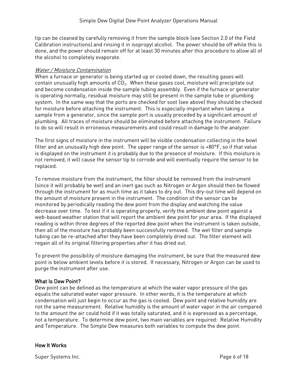 What is dew point, How it works, What is dew point? how it works | Super Systems Simple Dew User Manual | Page 6 / 18