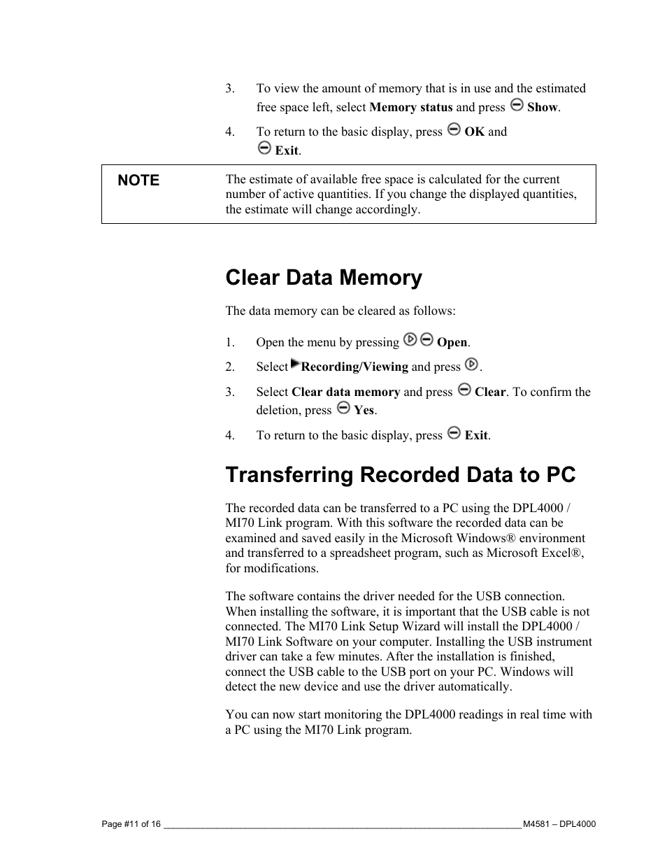 Transferring recorded data to pc | Super Systems DPL4000 User Manual | Page 11 / 16