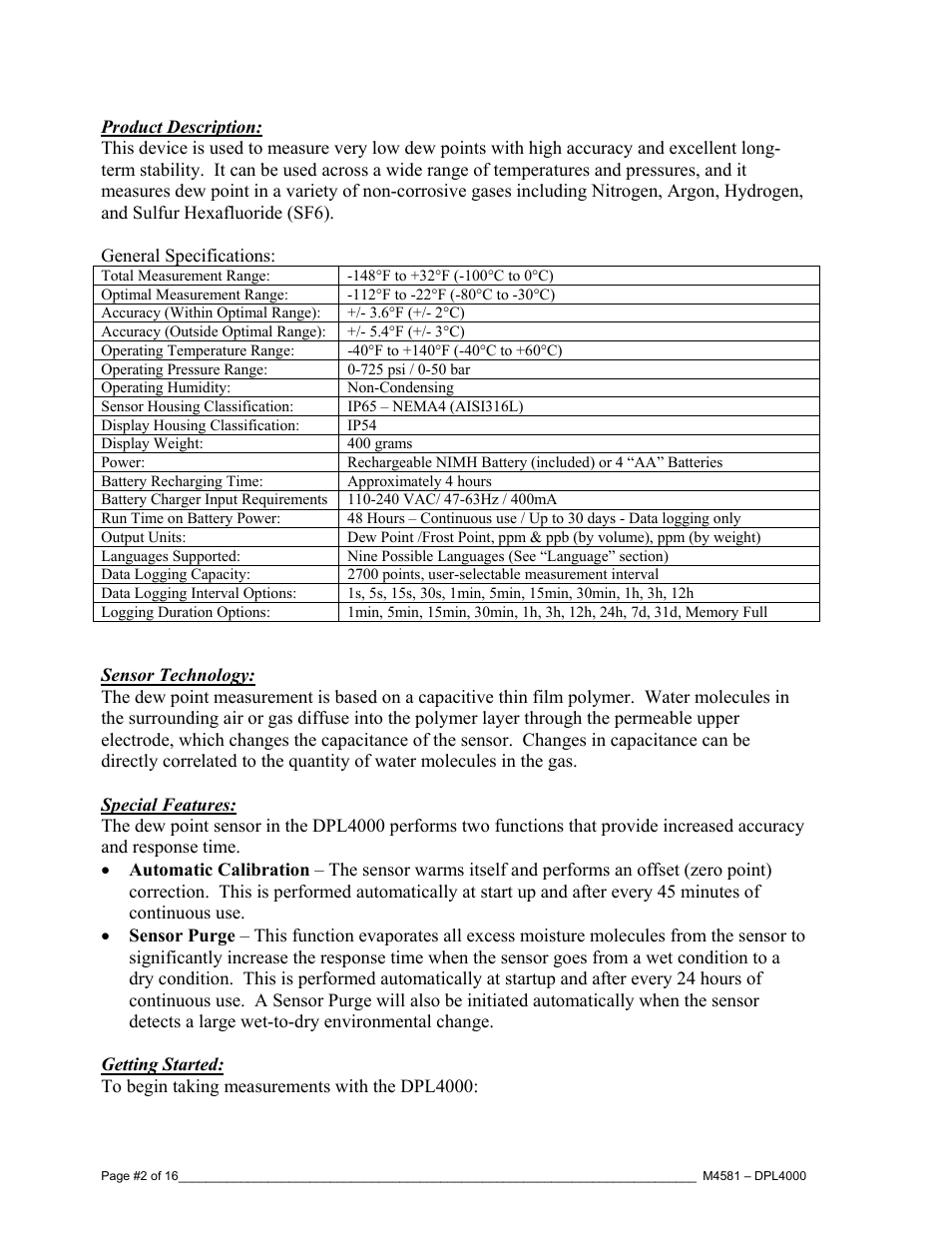 Super Systems DPL4000 User Manual | Page 2 / 16