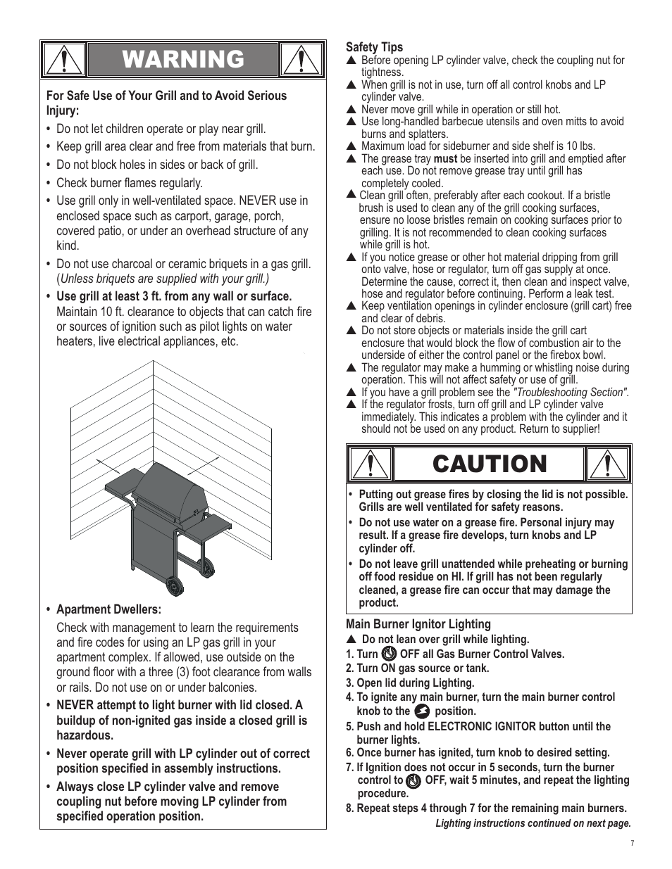 Warning, Caution | Char-Broil 463250511 User Manual | Page 7 / 36