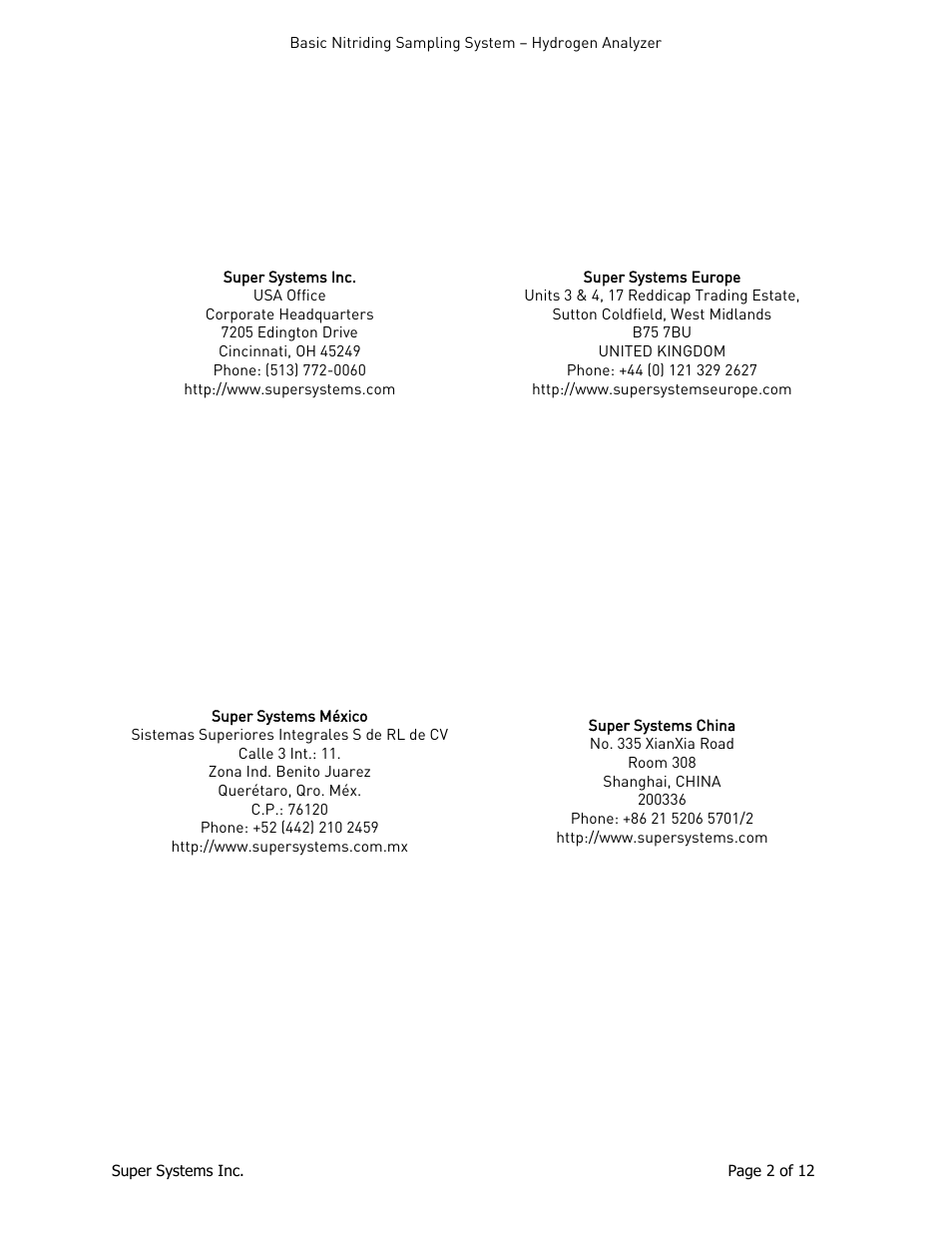 Super Systems Hydrogen Nitrider Analyzer User Manual | Page 2 / 12
