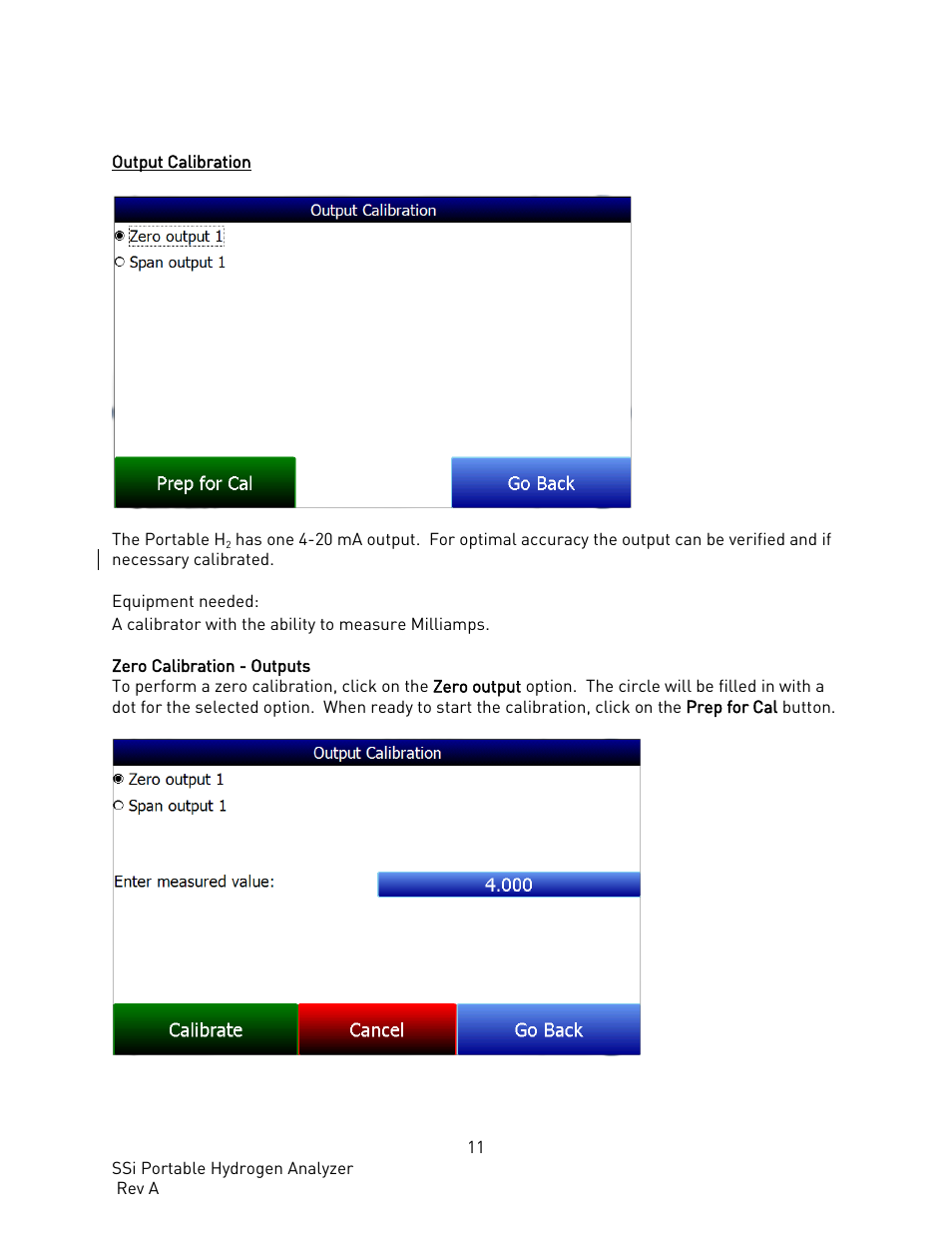 Output calibration | Super Systems PH2 User Manual | Page 12 / 19