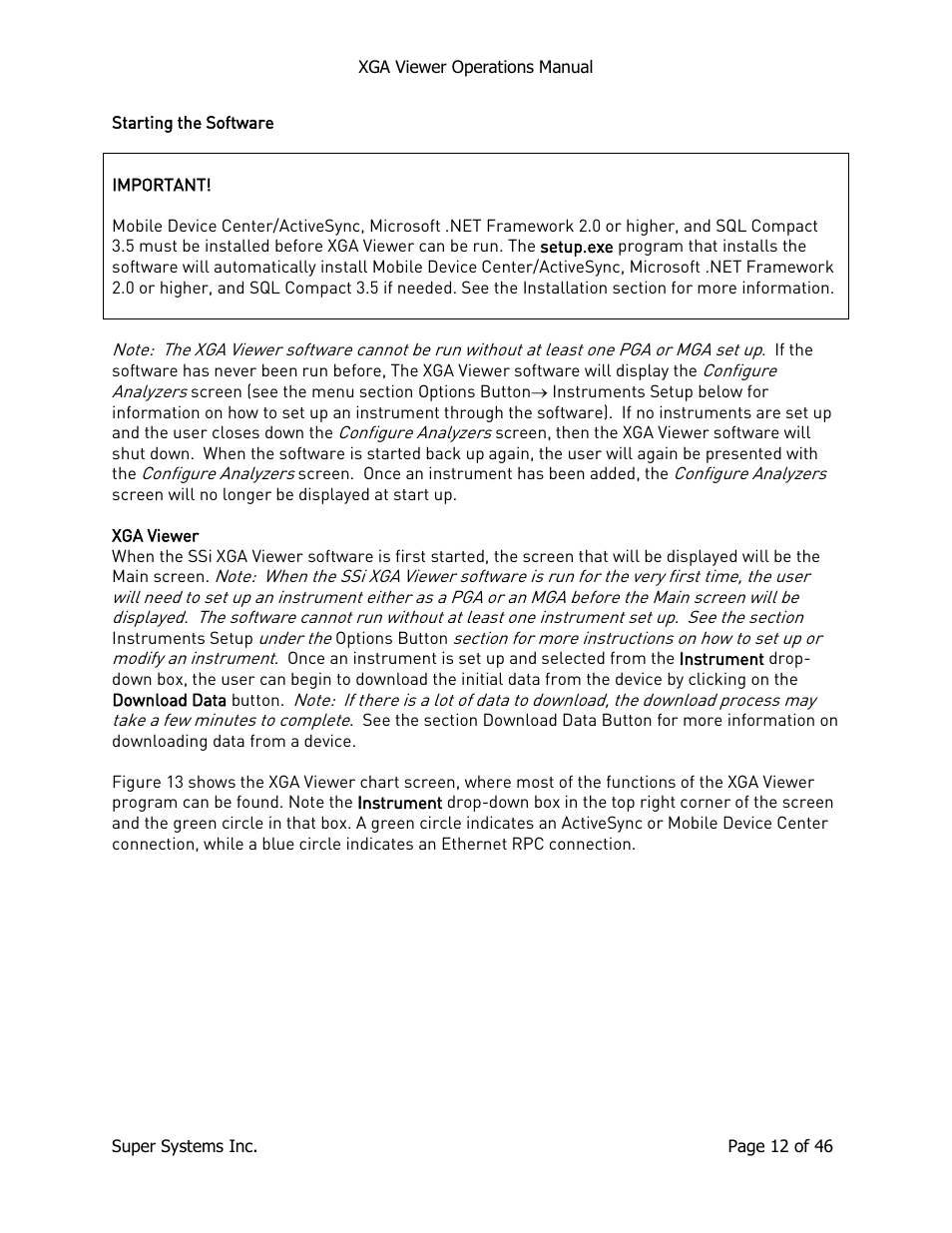 Starting the software, Xga viewer, Starting the software xga viewer | Super Systems XGA Viewer User Manual | Page 12 / 46