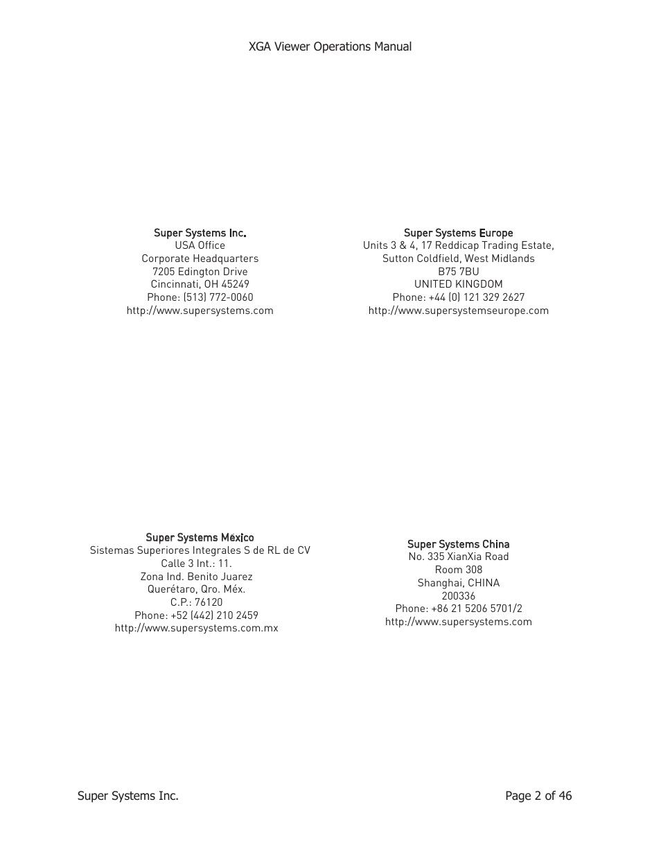 Super Systems XGA Viewer User Manual | Page 2 / 46