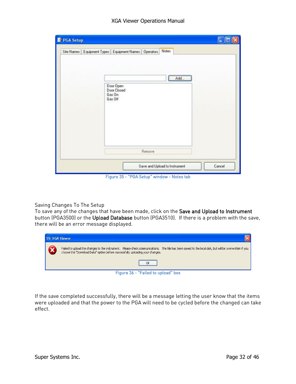 Saving changes to the setup | Super Systems XGA Viewer User Manual | Page 32 / 46