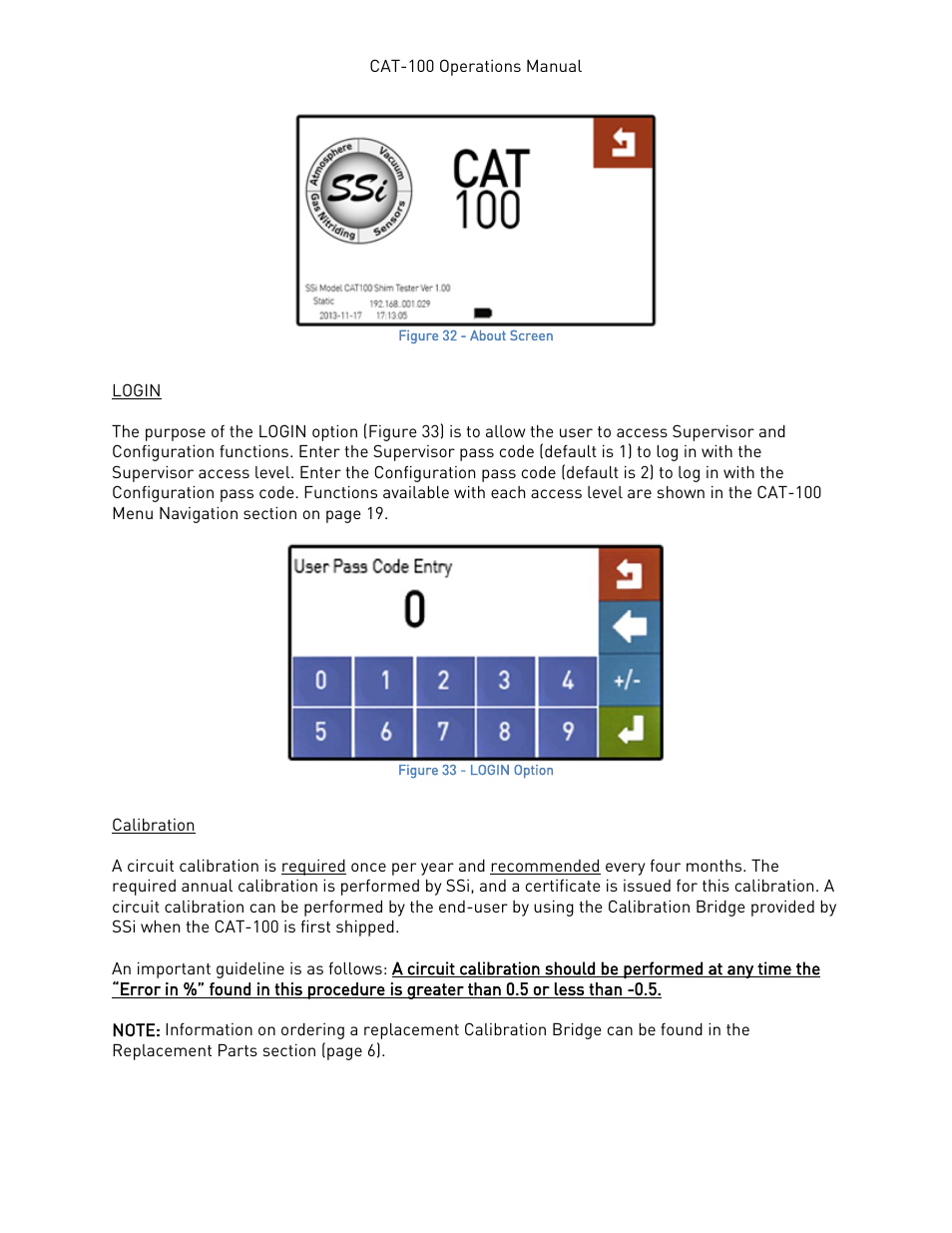 Login, Calibration, Login calibration | Ee login, E 23), Figure 32) | Super Systems CAT-100 User Manual | Page 23 / 51