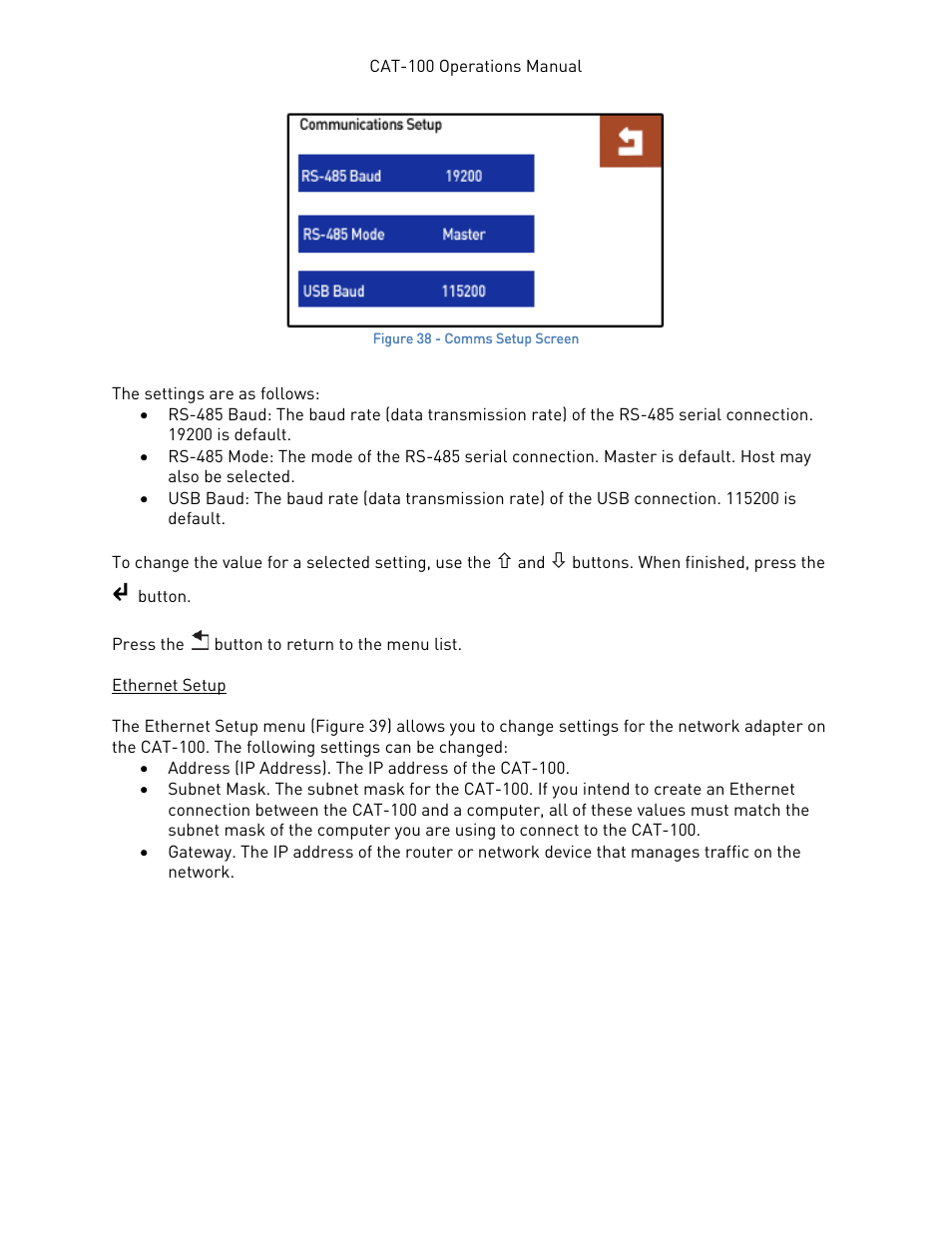 Ethernet setup | Super Systems CAT-100 User Manual | Page 26 / 51