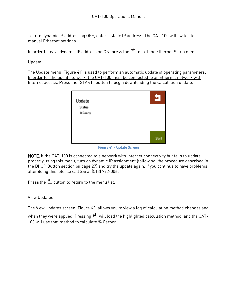 Update, View updates, Update view updates | Super Systems CAT-100 User Manual | Page 28 / 51