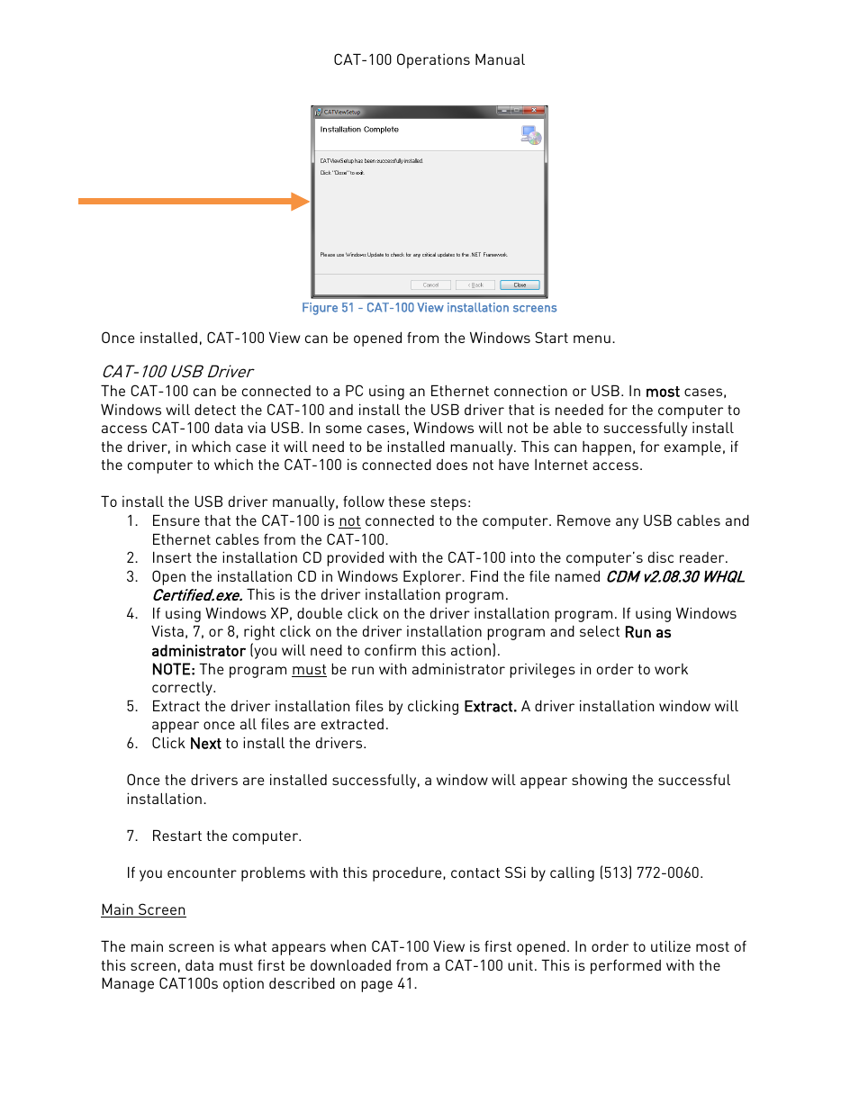 Cat-100 usb driver, Main screen | Super Systems CAT-100 User Manual | Page 35 / 51