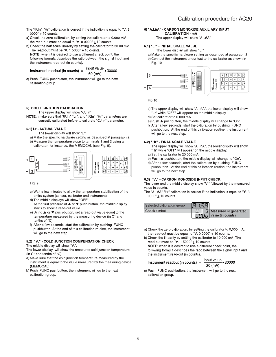 Calibration procedure for ac20 | Super Systems AC20 User Manual | Page 111 / 114