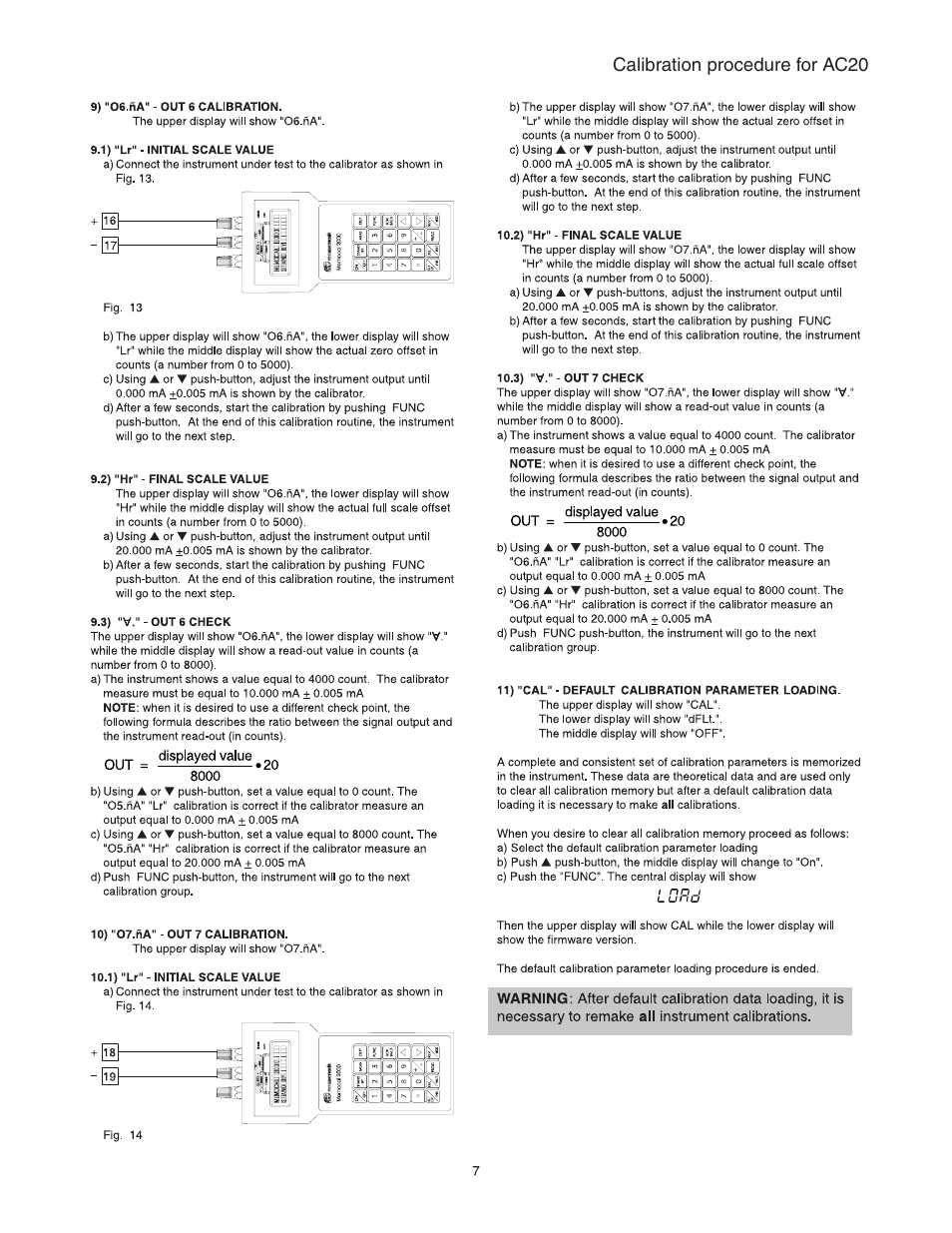 Calibration procedure for ac20 | Super Systems AC20 User Manual | Page 113 / 114