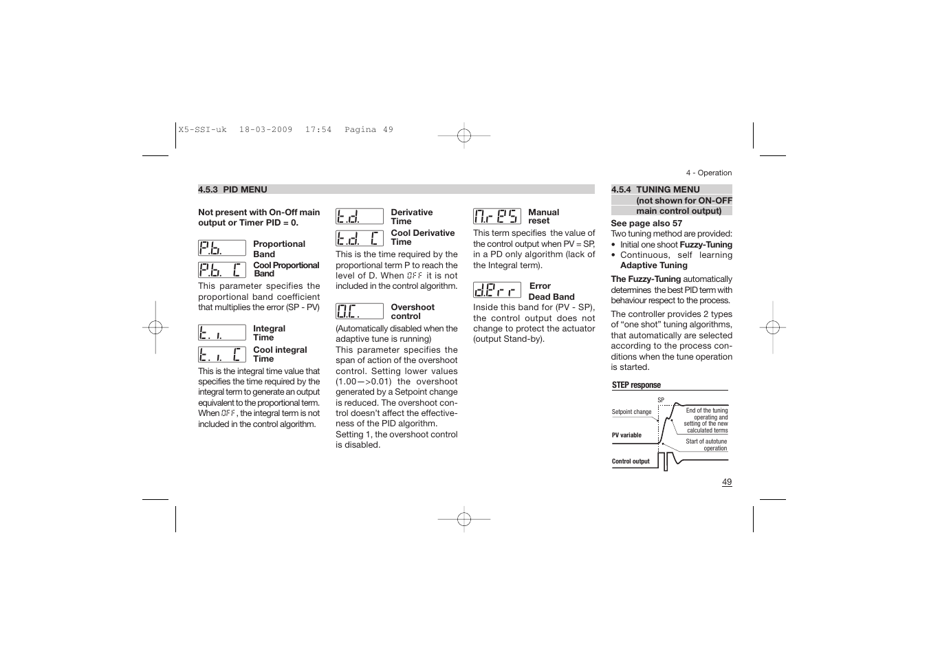 T.i. c #t.i. #p.b. c #p.b, O.c. #t.d. c #t.d, D.err #m.res | Super Systems X5 User Manual | Page 49 / 74