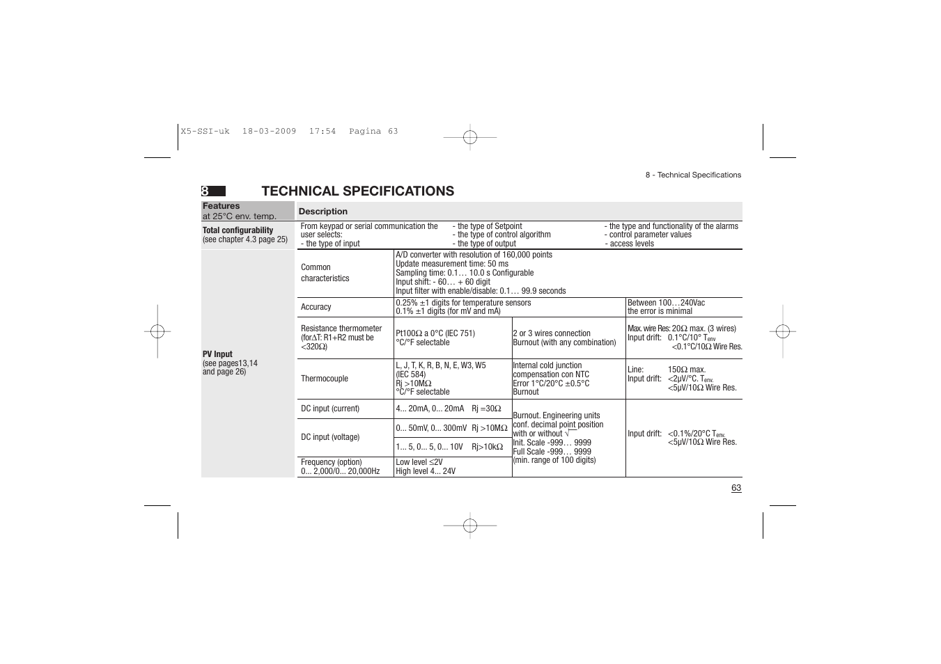 8technical specifications | Super Systems X5 User Manual | Page 63 / 74