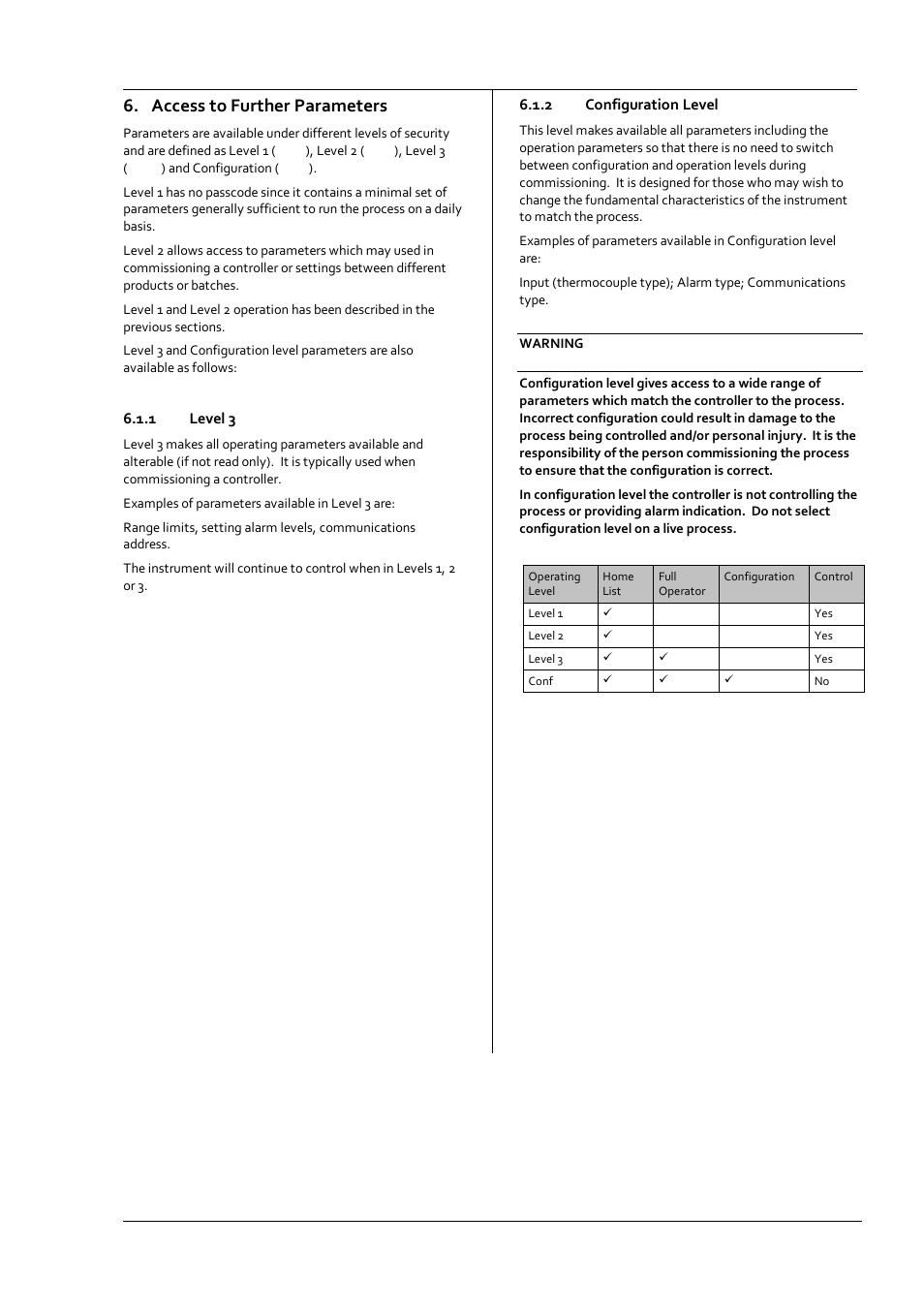 Access to further parameters, 1 level 3, 2 configuration level | Level 3, Configuration level | Super Systems 3 Series User Manual | Page 25 / 92