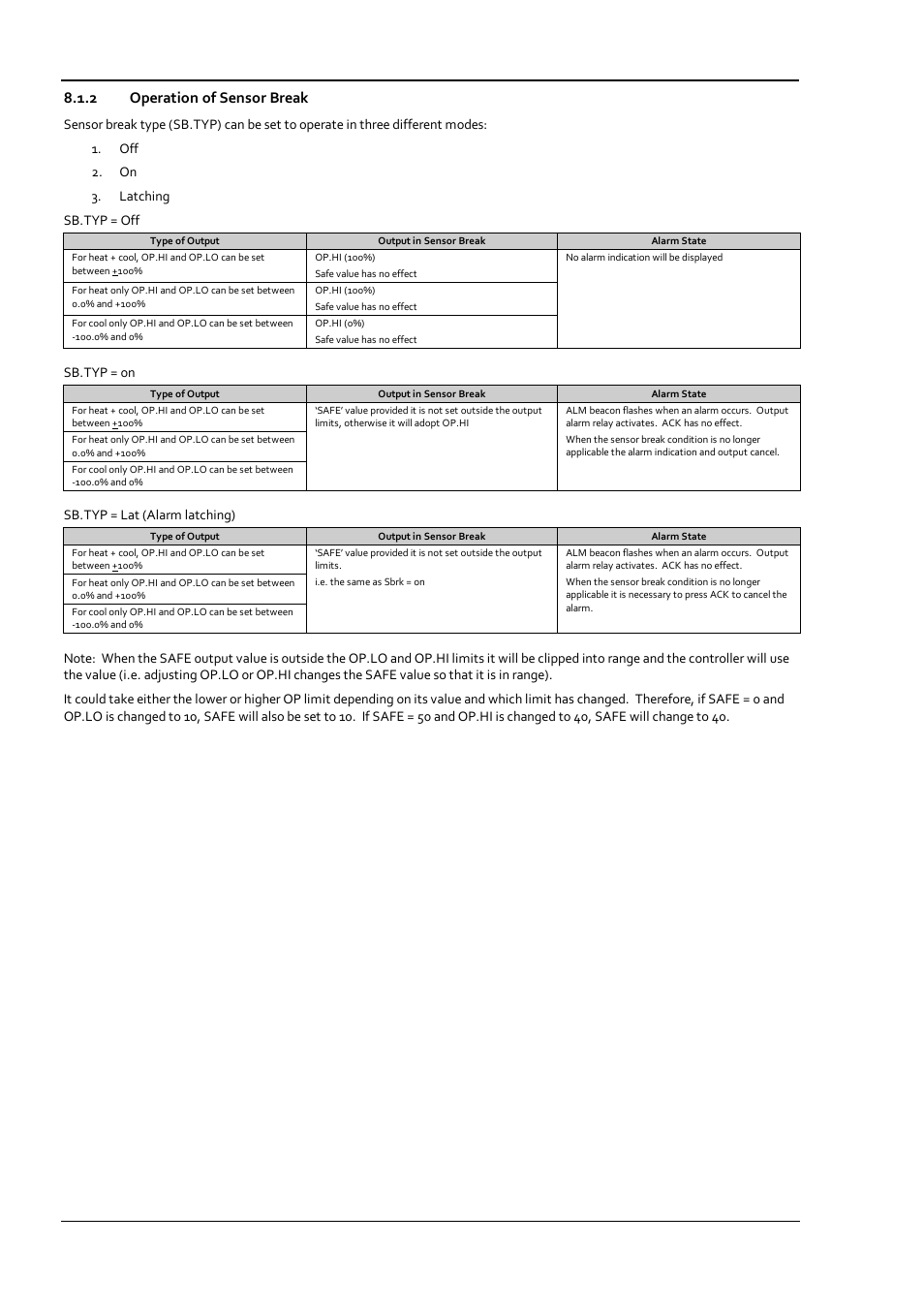 2 operation of sensor break, Operation of sensor break, N 8.1.2 | Super Systems 3 Series User Manual | Page 34 / 92