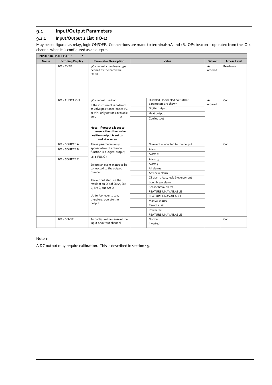 1 input/output parameters, 1 input/output 1 list (io-1), Input/output parameters | Input/output 1 list (io-1) | Super Systems 3 Series User Manual | Page 37 / 92