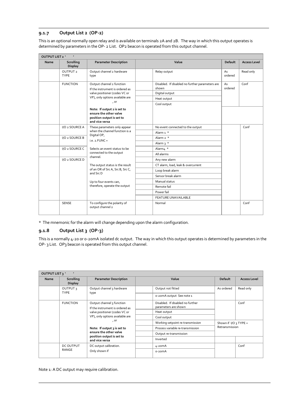 7 output list 2 (op-2), 8 output list 3 (op-3), Output list 2 (op-2) | Output list 3 (op-3) | Super Systems 3 Series User Manual | Page 39 / 92