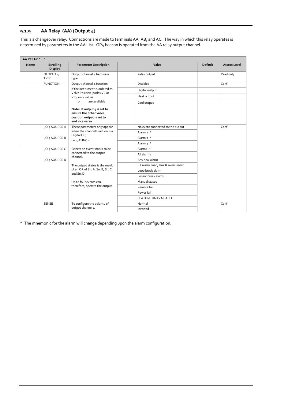 9 aa relay (aa) (output 4), Aa relay (aa) (output 4) | Super Systems 3 Series User Manual | Page 40 / 92
