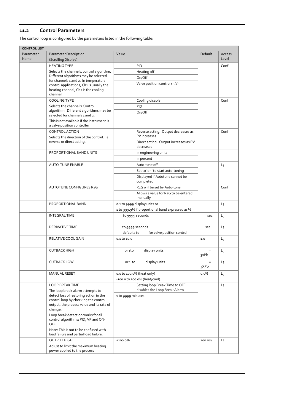 2 control parameters, Control parameters | Super Systems 3 Series User Manual | Page 46 / 92