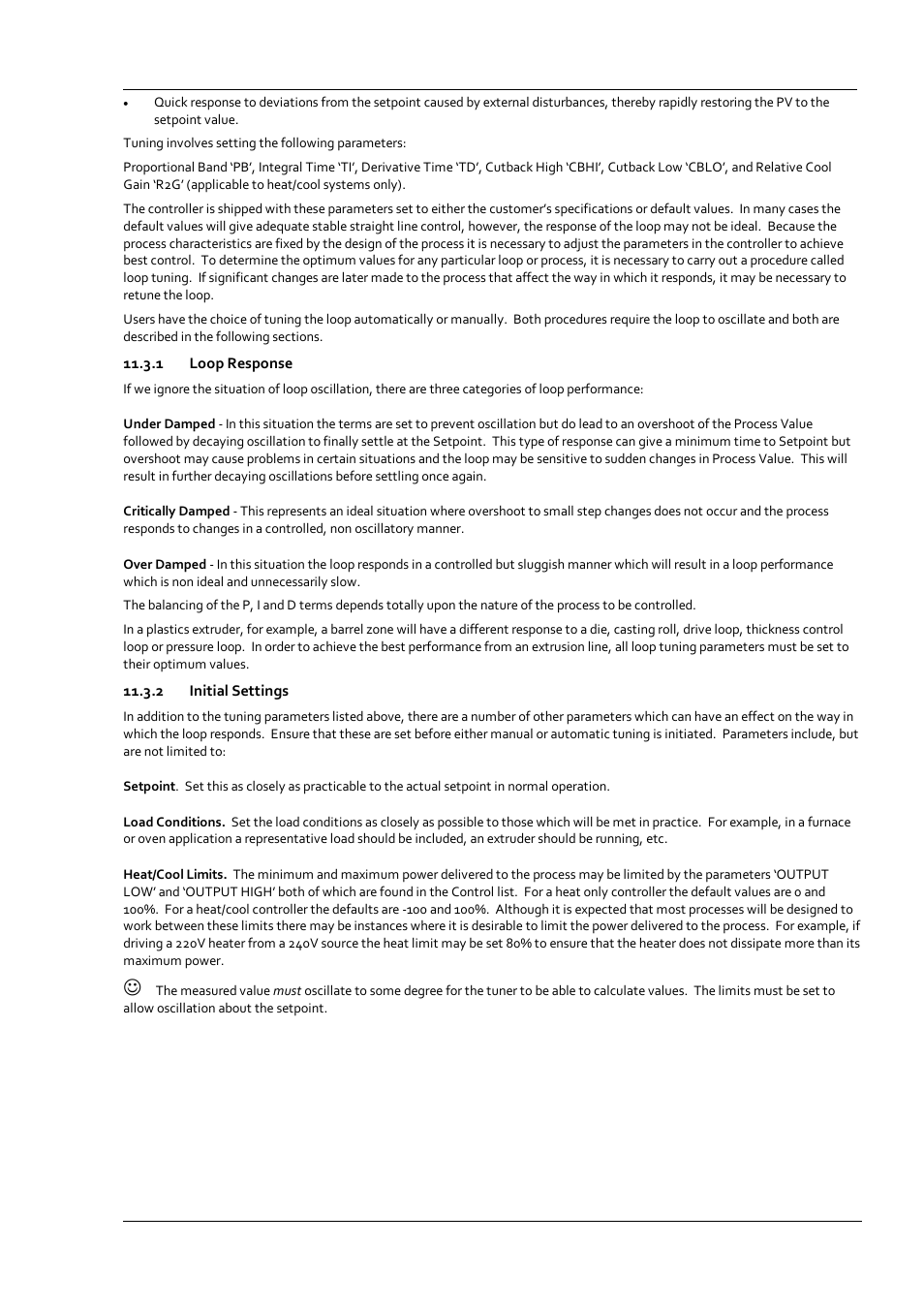 1 loop response, 2 initial settings, Loop response | Initial settings | Super Systems 3 Series User Manual | Page 51 / 92
