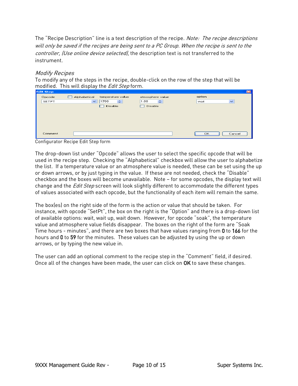 Modify recipes | Super Systems 9000 Series User Manual | Page 10 / 15