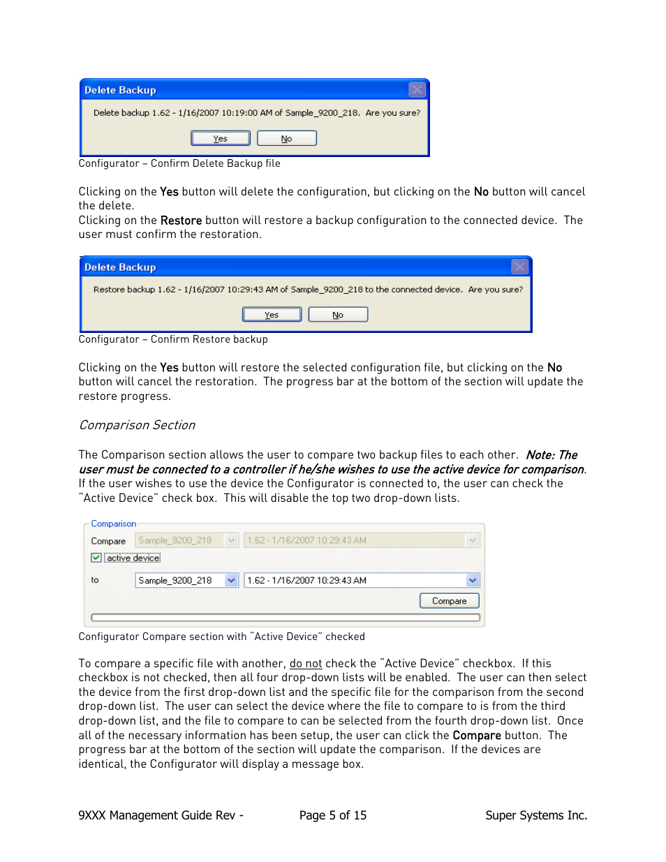 Comparison section | Super Systems 9000 Series User Manual | Page 5 / 15