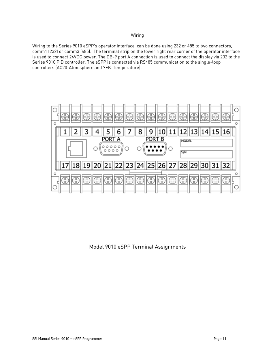 Wiring, Model 9010 espp terminal assignments | Super Systems 9010 Series User Manual | Page 11 / 66
