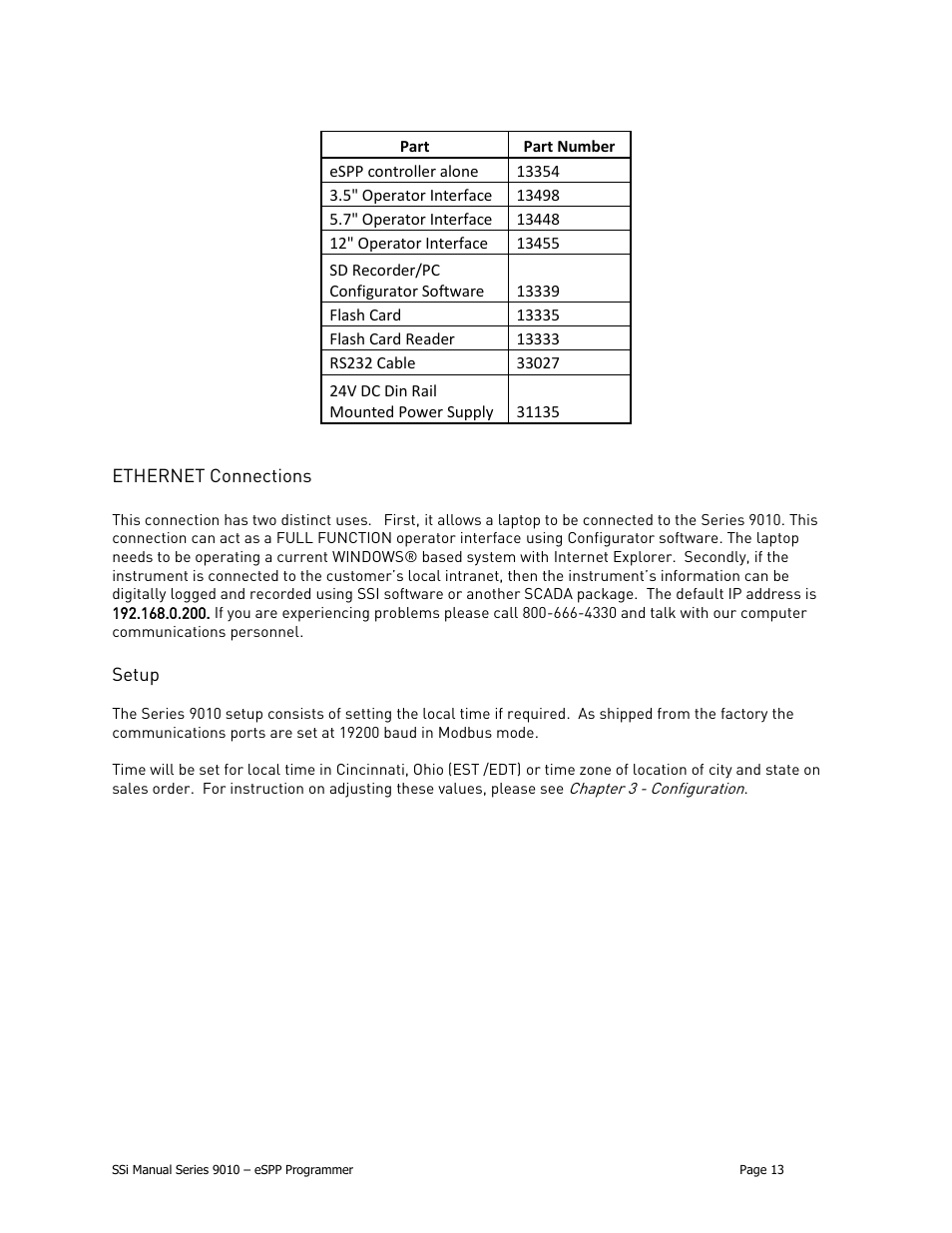 Ethernet connections, Setup | Super Systems 9010 Series User Manual | Page 13 / 66