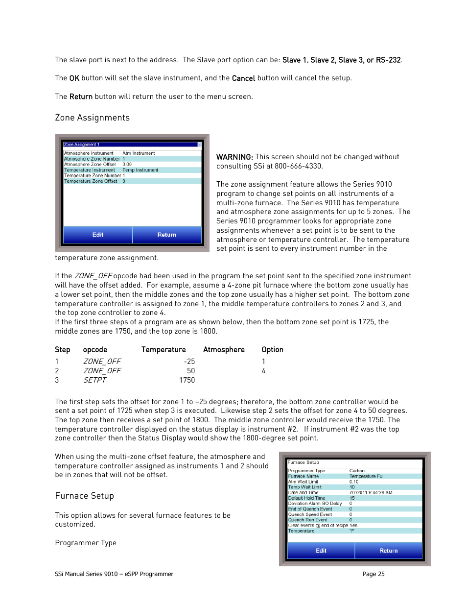 Zone assignments, Furnace setup | Super Systems 9010 Series User Manual | Page 25 / 66