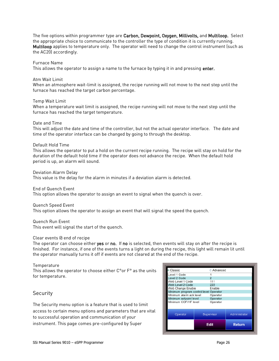 Security | Super Systems 9010 Series User Manual | Page 26 / 66