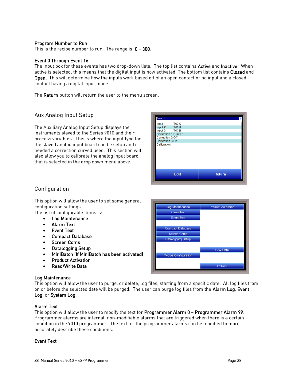 Aux analog input setup, Configuration | Super Systems 9010 Series User Manual | Page 28 / 66