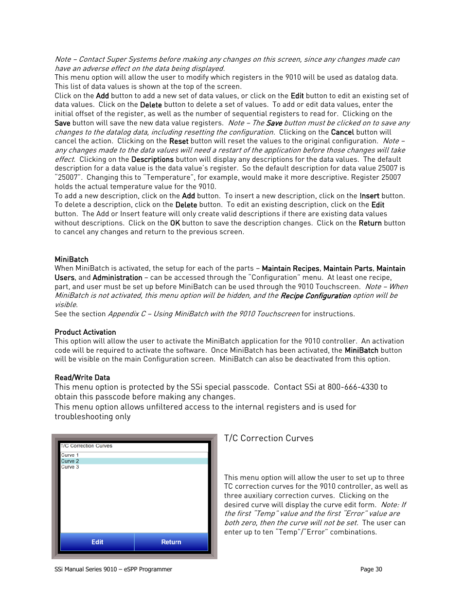 T/c correction curves | Super Systems 9010 Series User Manual | Page 30 / 66