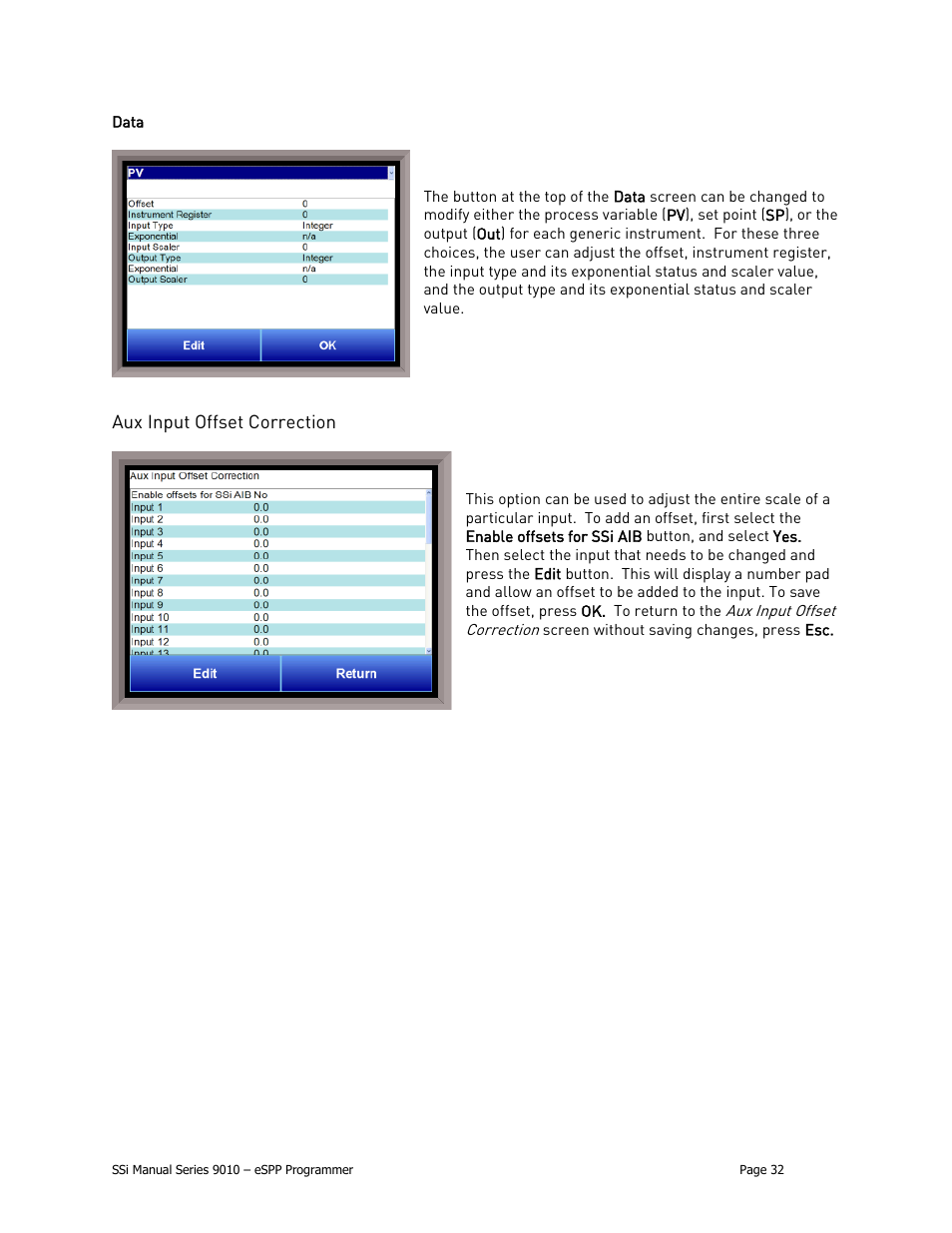 Aux input offset correction | Super Systems 9010 Series User Manual | Page 32 / 66