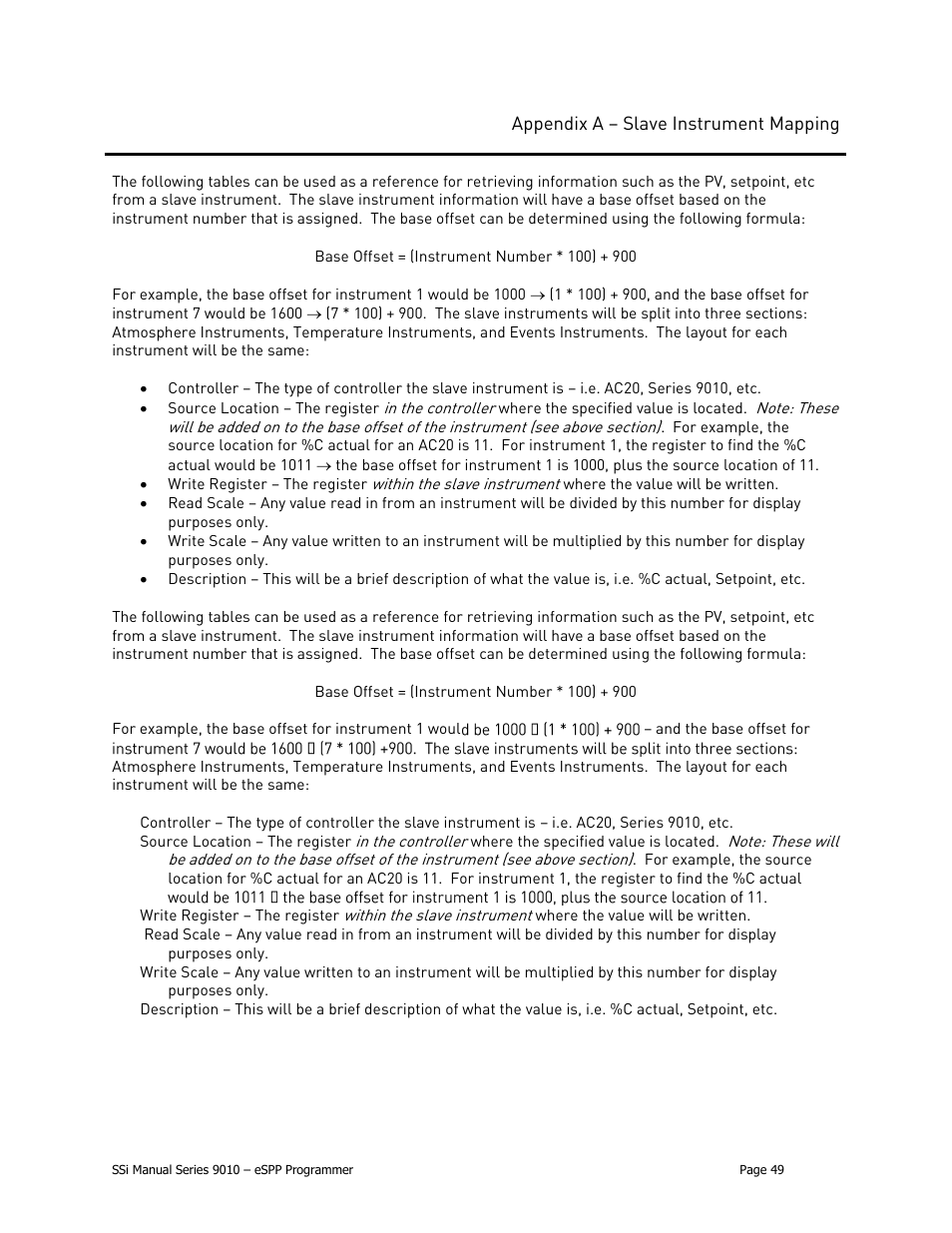 Appendix a – slave instrument mapping | Super Systems 9010 Series User Manual | Page 49 / 66