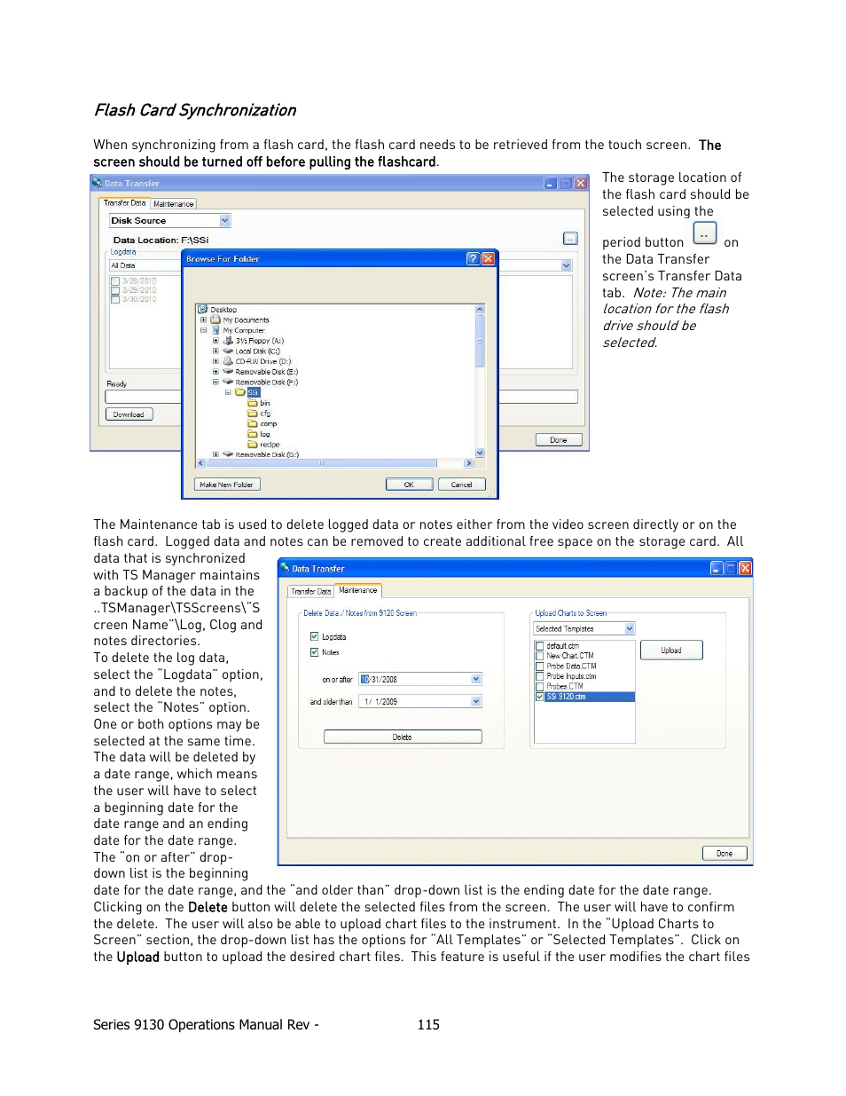 Flash card synchronization | Super Systems 9130 Series User Manual | Page 116 / 174