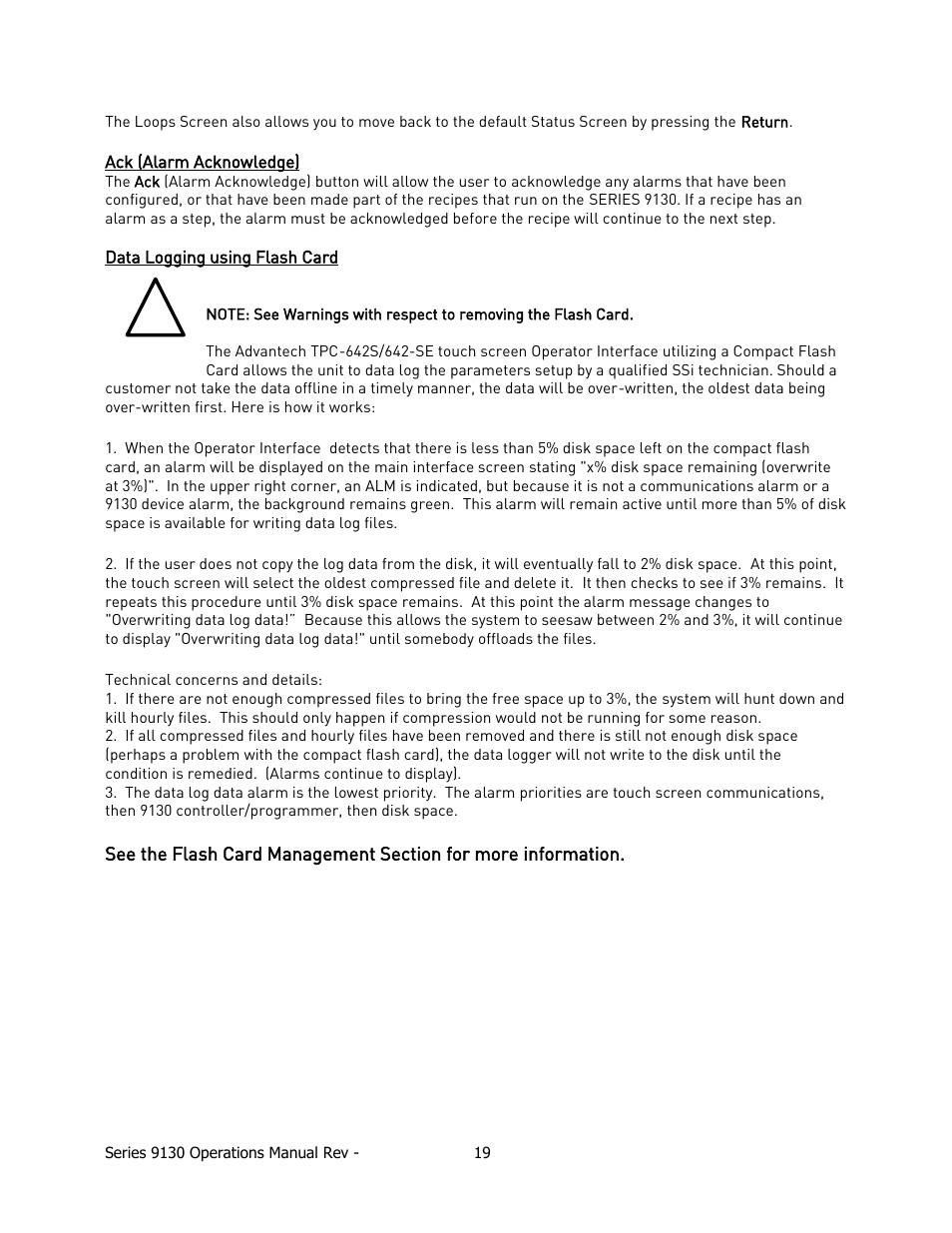 Larm, Cknowledge, Ogging using | Lash | Super Systems 9130 Series User Manual | Page 20 / 174