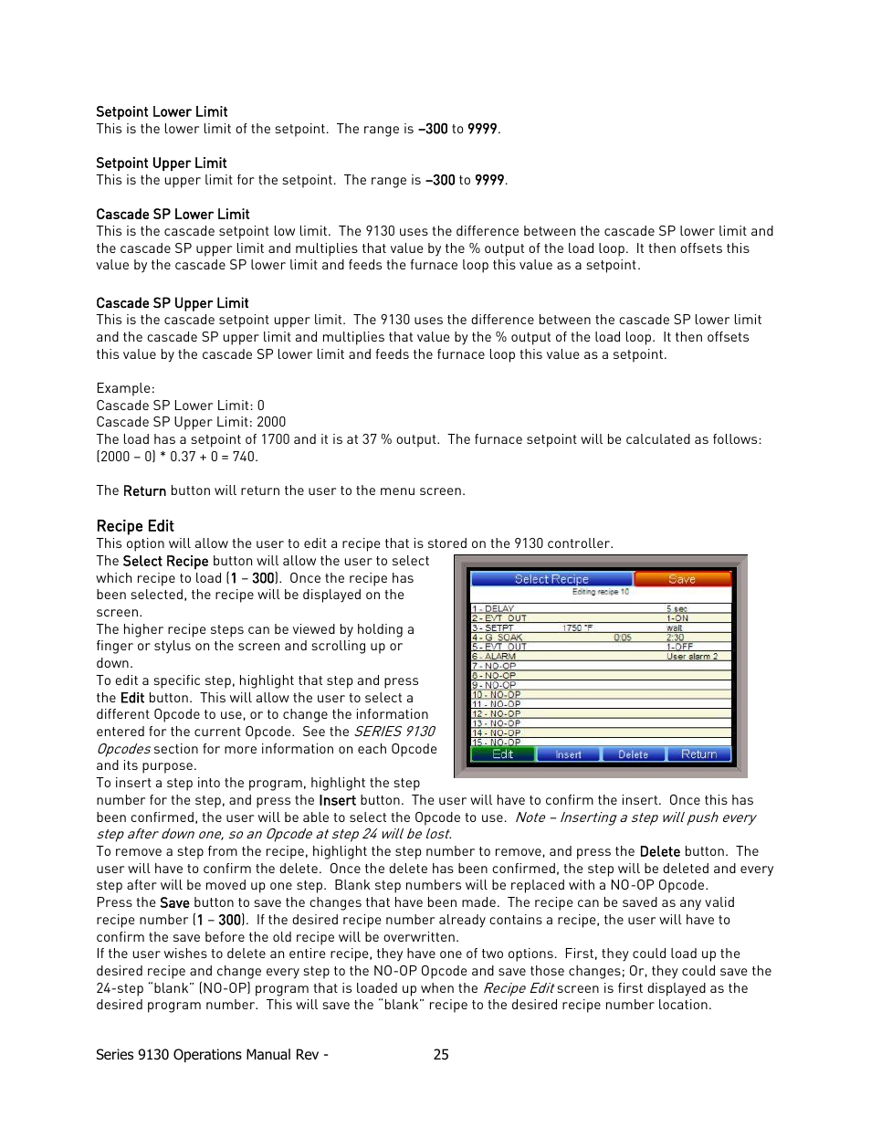 Recipe edit | Super Systems 9130 Series User Manual | Page 26 / 174